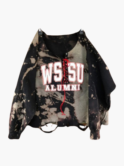 Handmade WSSU Alumni Distressed Lace Up Sweatshirt