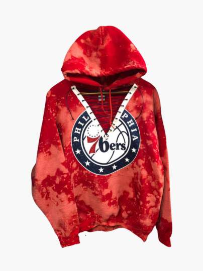 Handmade Philadelphia 76ers Lace Up Hoodie