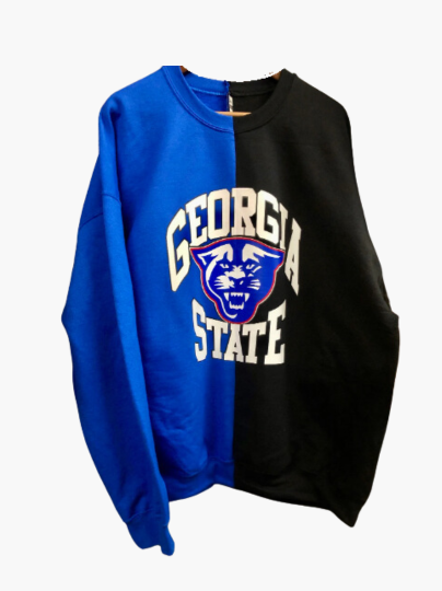 Handmade Georgia State Half and Half Crew Neck Sweatshirt