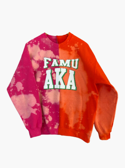 Rashan Ali Handmade FAMU AKA Beta Alpha 08 Half&Half Crew Sweatshirt