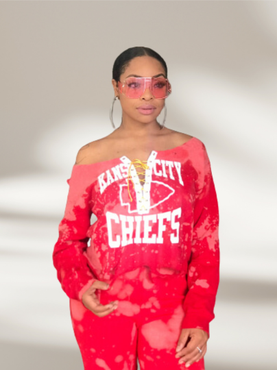 Handmade Kansas City Chiefs Lace Up Sweatshirt