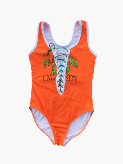 Handmade FAMU Lace Up Bodysuit - Front and Back Design