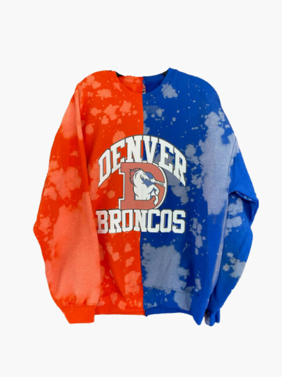 Handmade Denver Broncos Half and Half Sweatshirt
