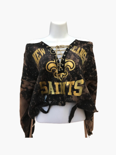 Handmade New Orleans Saints Lace Up Sweatshirt