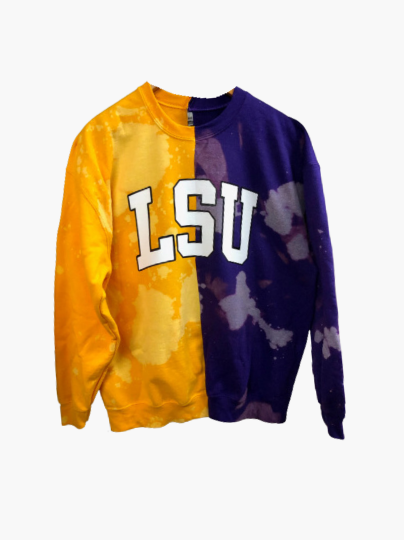 Handmade LSU Half and Half Crewneck Sweatshirt