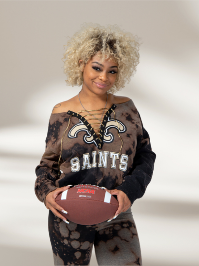 Handmade New Orleans Saints "Flower Saints" Lace Up Sweatshirt