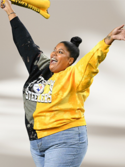 Handmade Pittsburgh Steelers Half and Half Unisex Crew Sweatshirt