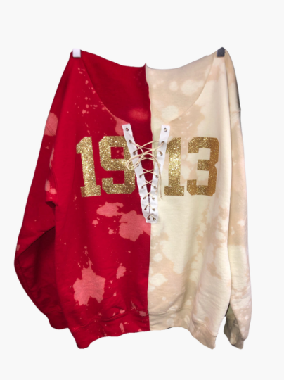 Handmade DST 1913 Glitter Lace Up Full Length Half and Half Sweatshirt