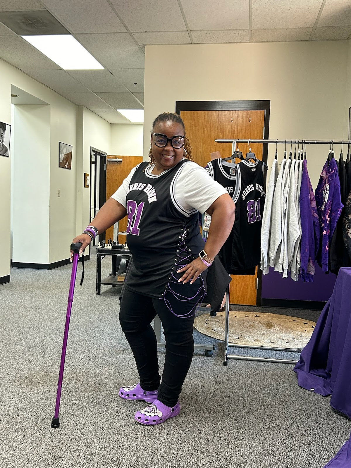 Ladies Bedazzled Handmade "Morris Brown 81 Wolverines 81" Lace or No Lace Jersey Top