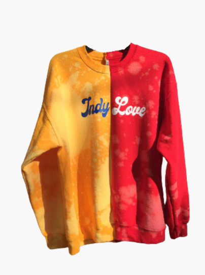 Handmade Indy Love Half and Half Crew Neck Unisex Sweatshirt
