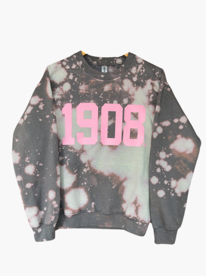 Handmade 1908 AKA Charcoal with Pink Crew Neck Sweatshirt