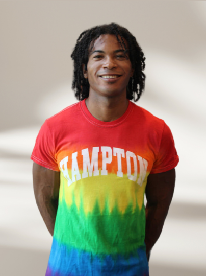 Handmade Hampton Pride Ombre Rainbow Crew Fringe or Spider Web Back Design T-Shirt