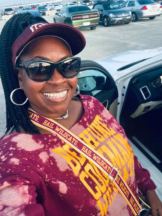 Handmade Bethune Cookman Wildcats Light Distress Off Shoulder Sweatshirt