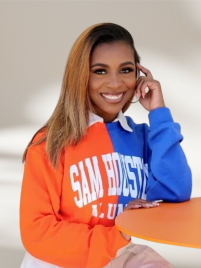 Handmade Sam Houston Alumni Half and Half Unisex Crew Neck Sweatshirt