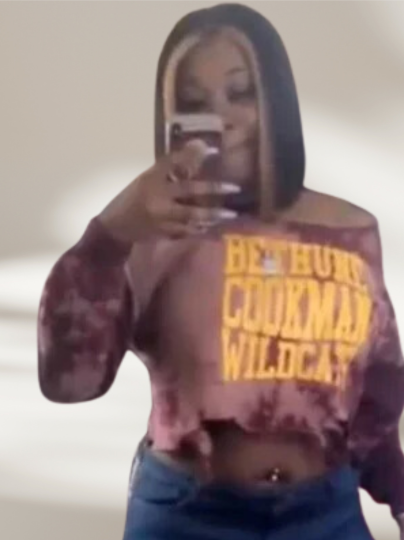 Handmade Bethune Cookman Wildcats Light Distress Off Shoulder Sweatshirt