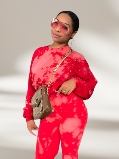 Handmade Drawstring Cuffed Classic Style Sweat Pants - Red
