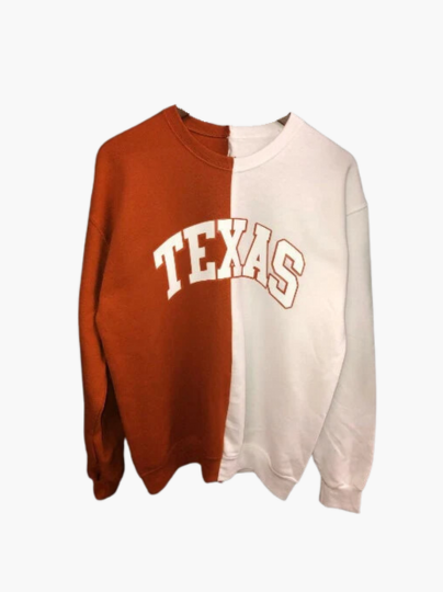 Texas Longhorns Half and Half Crewneck Sweatshirt