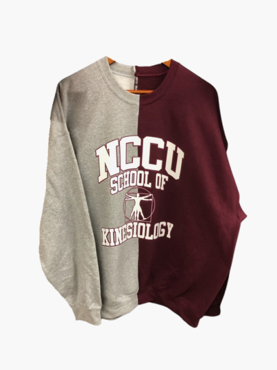 Handmade NCCU School of Kinesiology Half and Half Crew Neck Sweatshirt