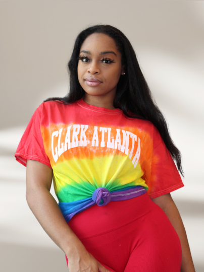 Handmade Clark Atlanta Pride Ombre Rainbow Crew Fringe or Spider Web Back Design T-Shirt