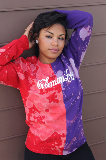 Handmade Coleman Love Half and Half Crew Neck Unisex Sweatshirt