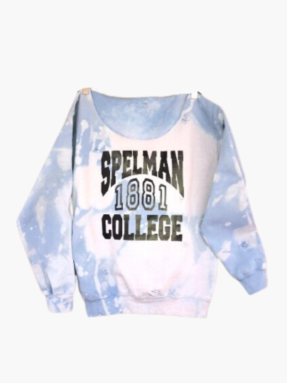Handmade Spelman 1881 College Distressed Off Shoulder Sweatshirt