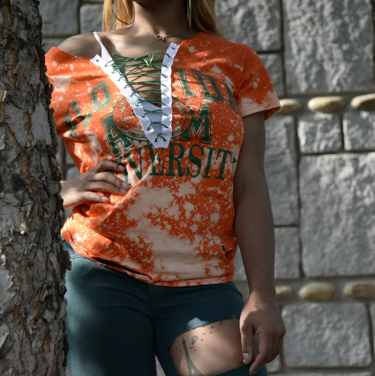 Handmade FAMU Lace Up Tee