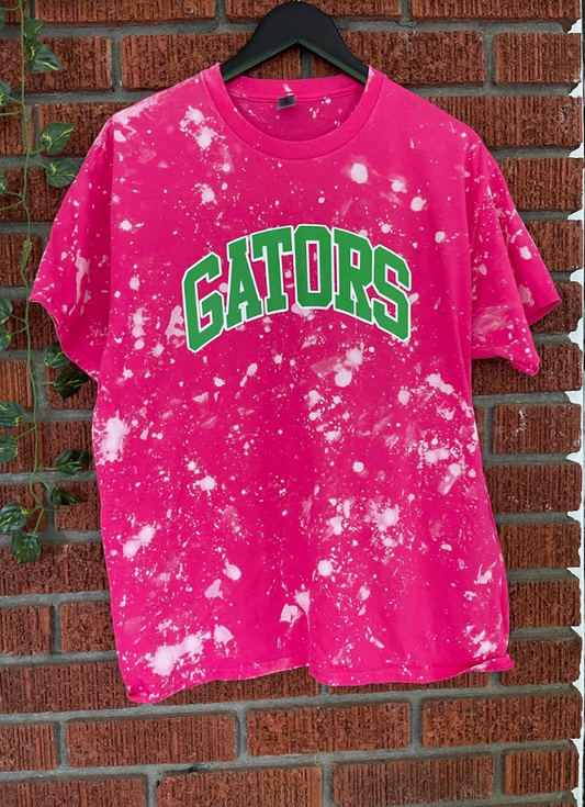 Florida Gators UF pink and green AKA Alpha Kappa Alpha Tee shirt hand bleached handmade t-shirt