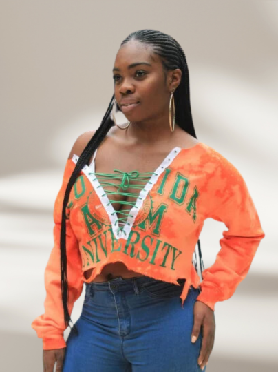 Handmade FAMU Lace Up Crop