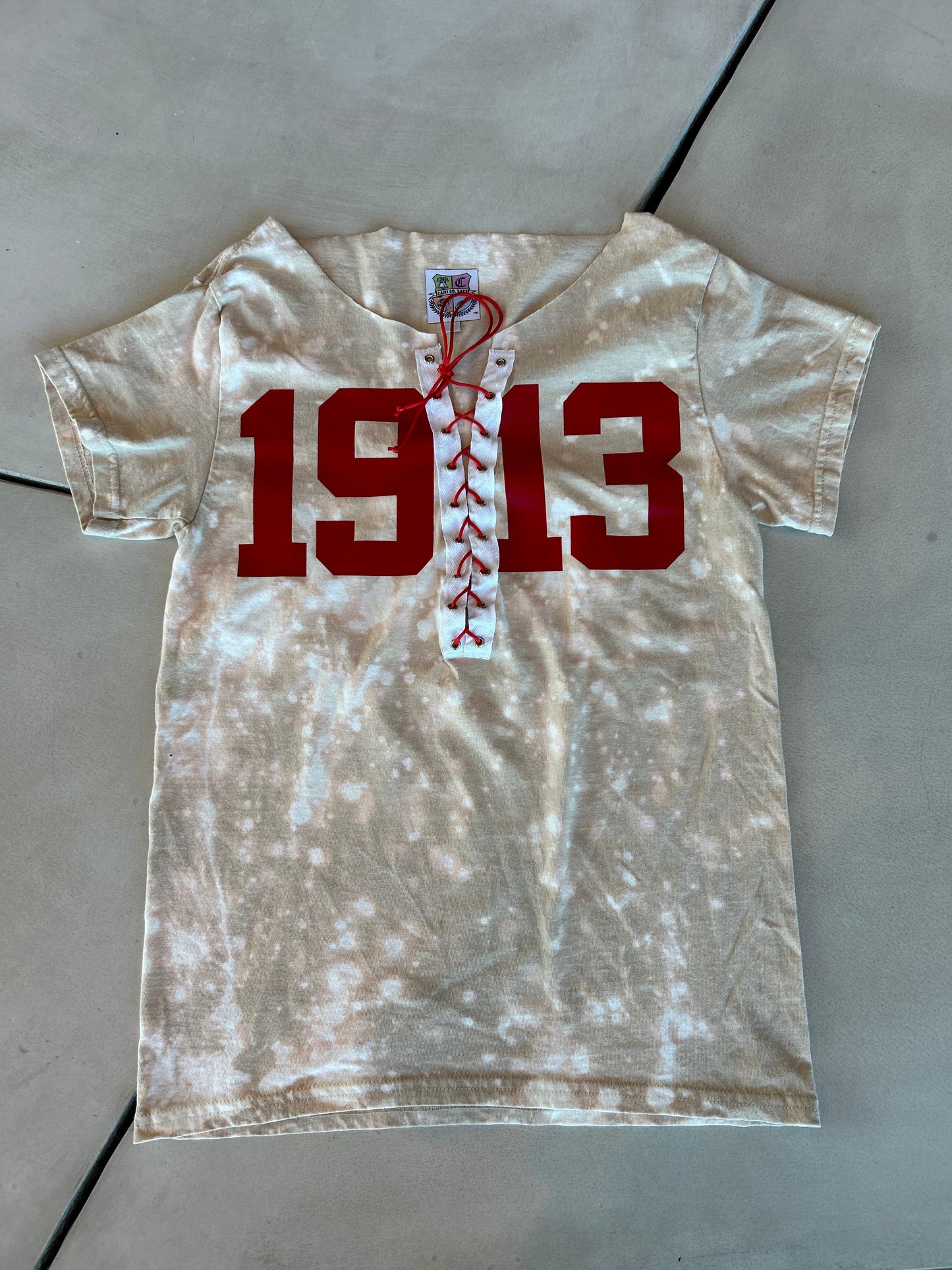 1913 Cream Lace Up T-Shirt, 1913 Lace Up T-Shirt , Lace Up T-Shirt