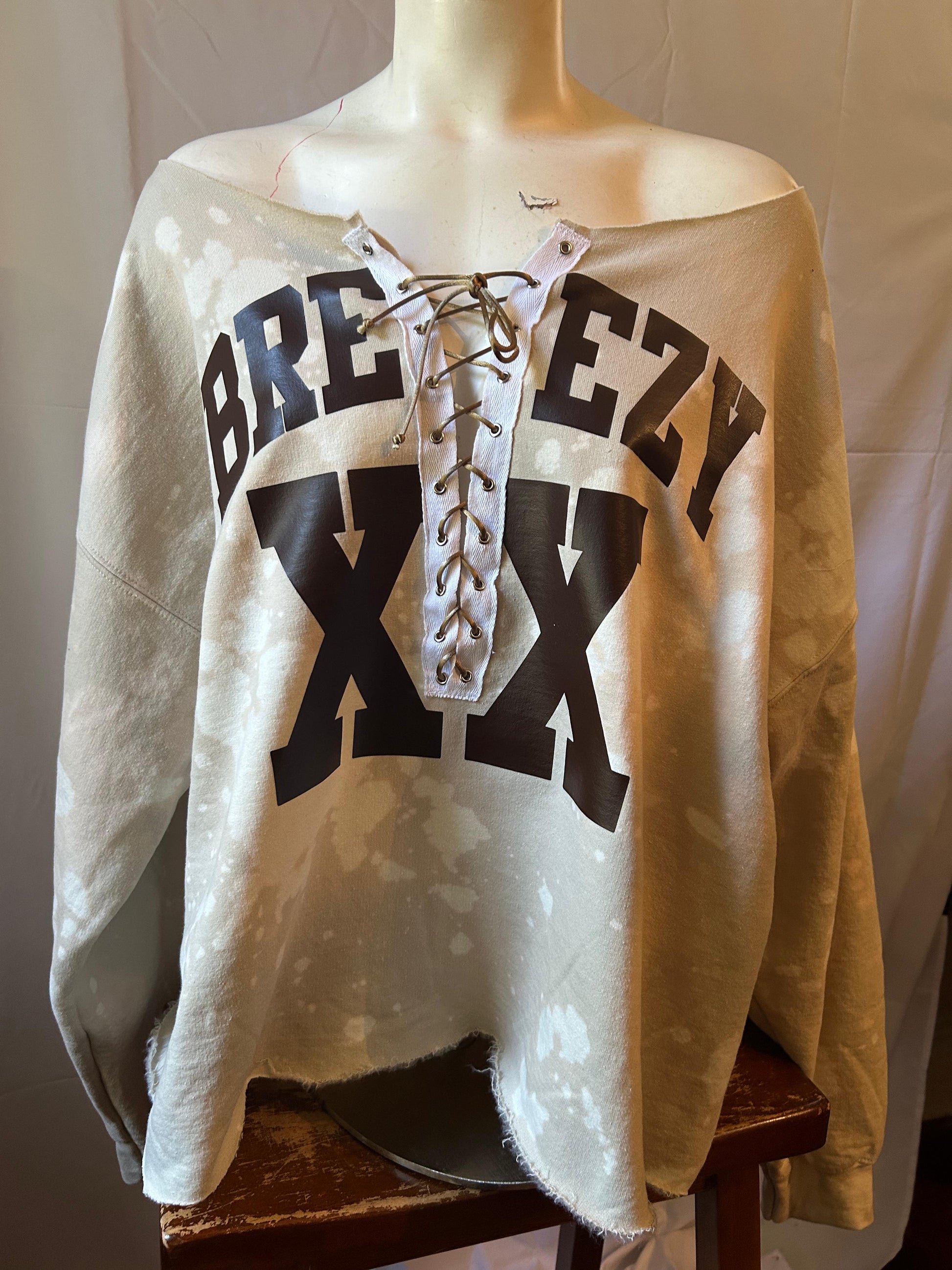 Breezy XX  Lace Up Sweatshirt, Handmade Breezy XX  Sweatshirt