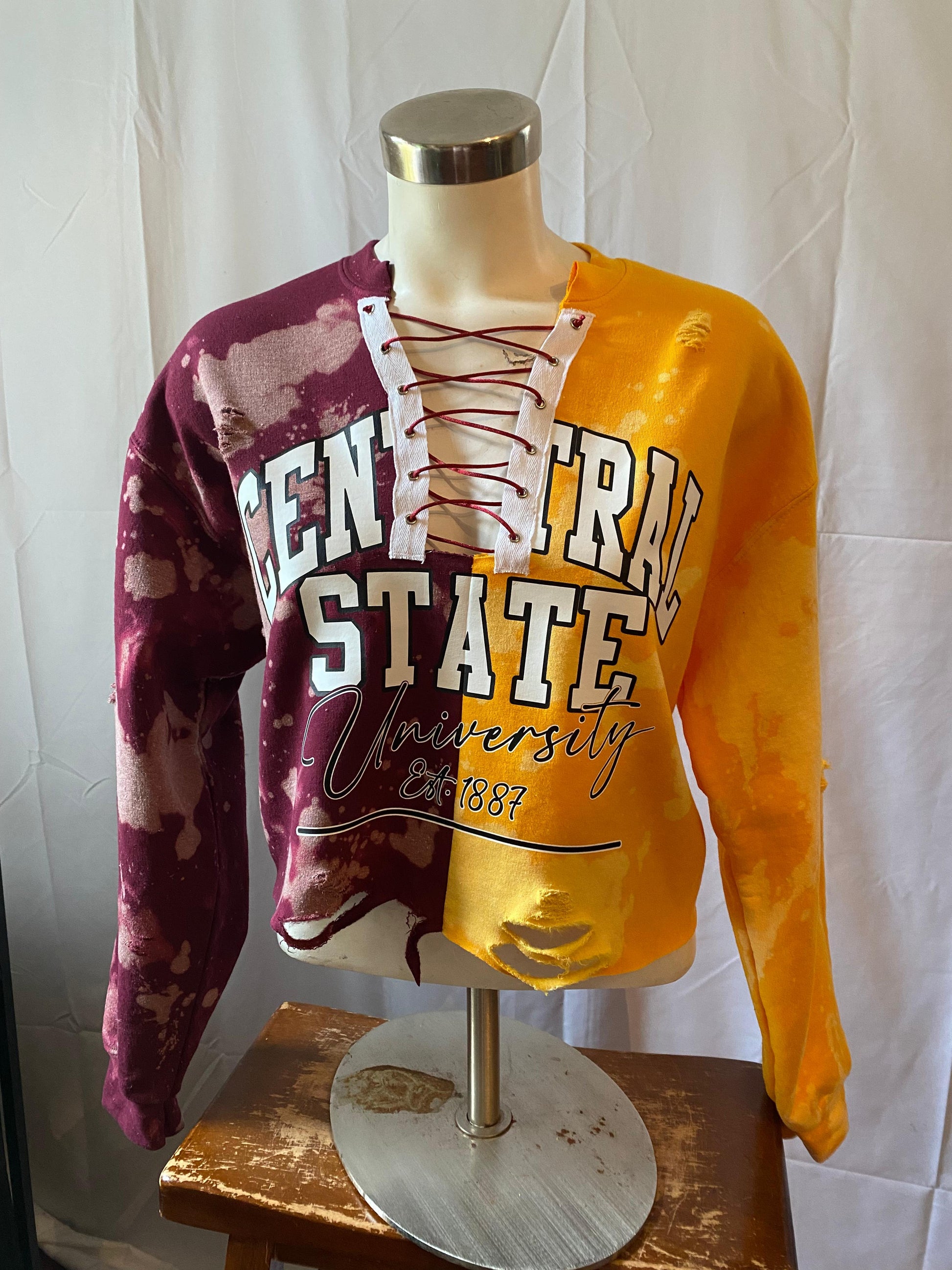 Central State Half and Half Lace-Up Sweatshirt, Half and Half Lace-Up Sweatshirt