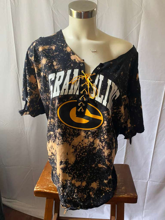 Grambling State University Lace Up T-Shirt in Black, Lace Up T-Shirt in Black
