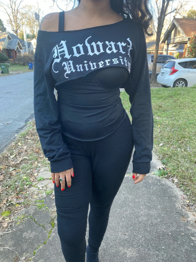 Howard University Super Crop or Crew Neck Long Sleeve T-Shirt