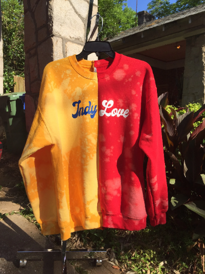 Handmade Indy Love Half and Half Crew Neck Unisex Sweatshirt