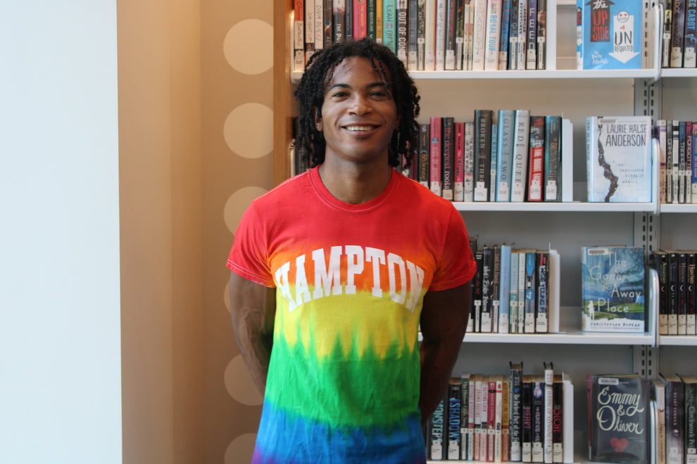 Handmade Hampton Pride Ombre Rainbow Crew Fringe or Spider Web Back Design T-Shirt