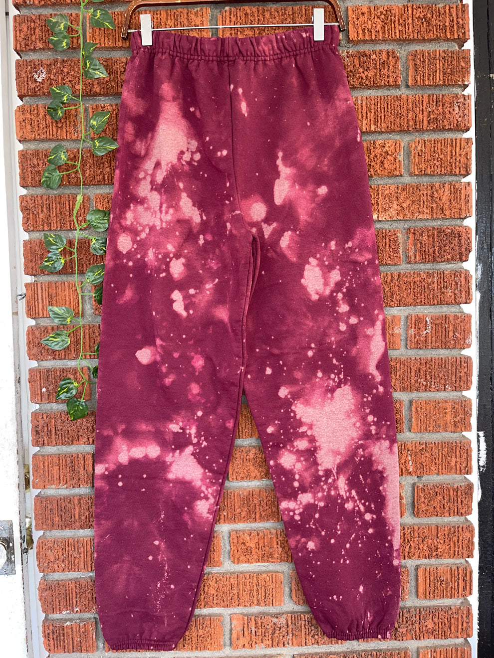 Handmade Drawstring Cuffed Classic Style Sweat Pants - Maroon