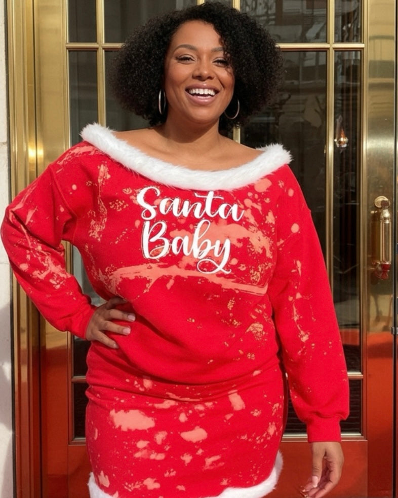Santa Baby Luxe Off-Shoulder Sweatshirt