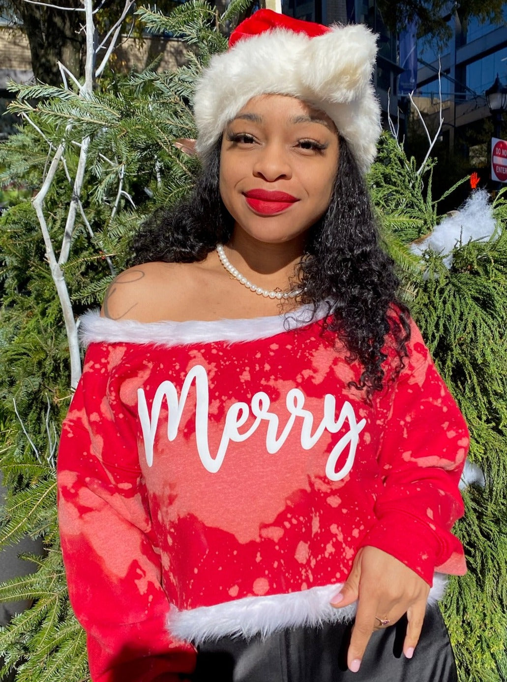 Festive Frost 'Merry' Cropped Holiday Sweatshirt