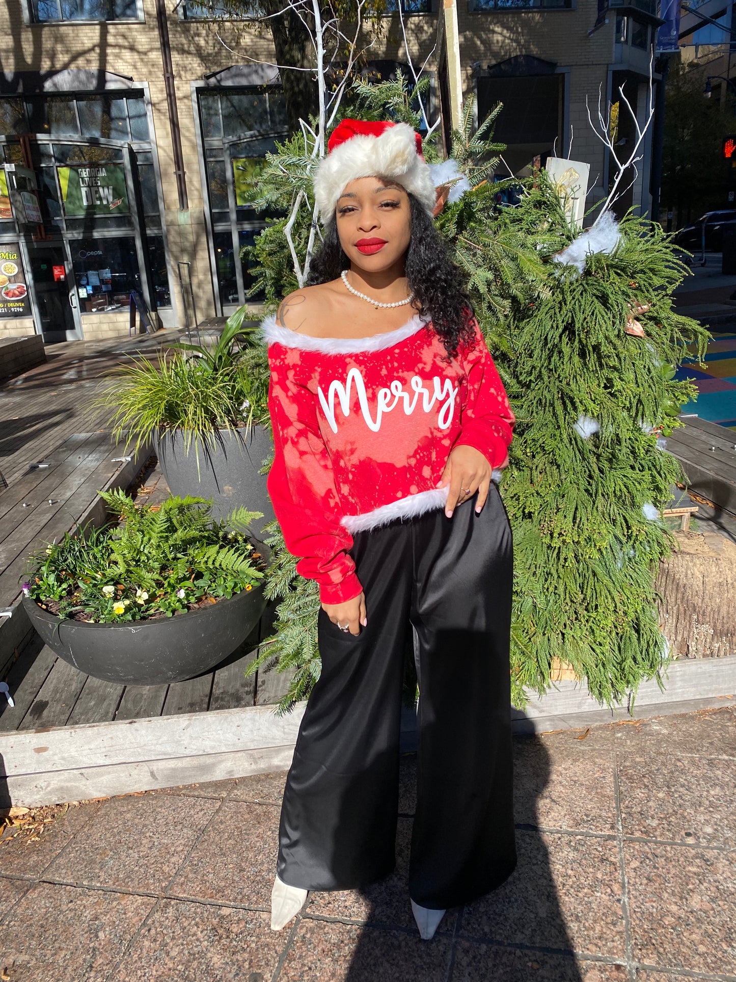 Festive Frost 'Merry' Cropped Holiday Sweatshirt