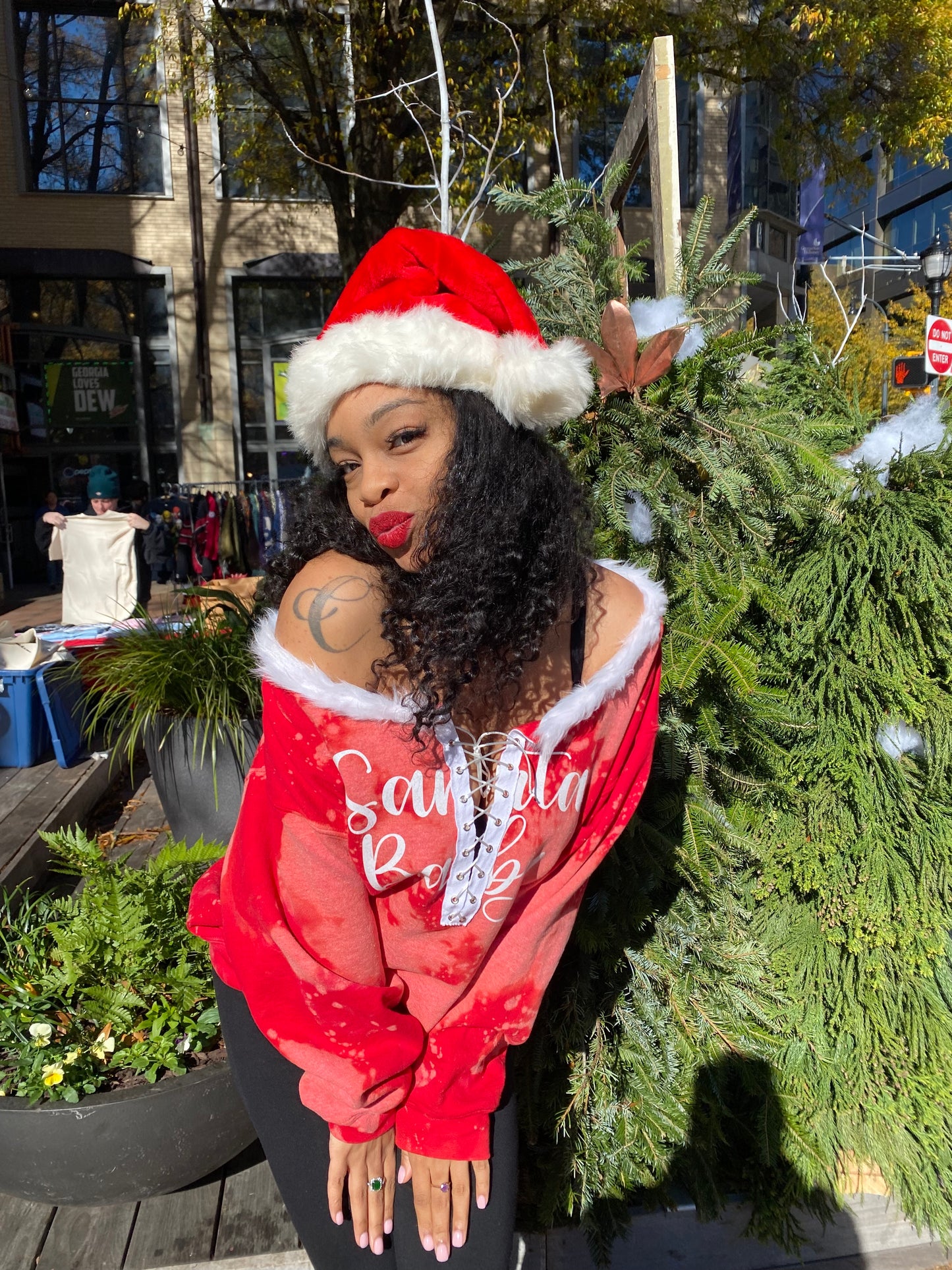 Lace Up Santa Baby Chic Holiday Sweatshirt