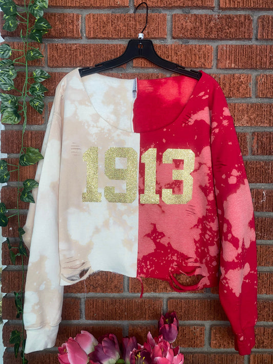 The Strawberry Shortcake 1913 Half and Half Crewneck or Off Shoulder Sweatshirt