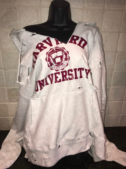 Handmade Kourtney Kardashian Inspo 12 oz Harvard University Hooded Sweatshirt