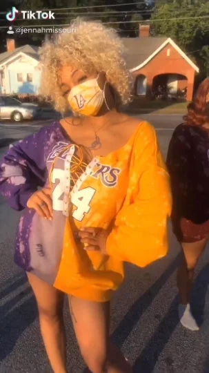 Handmade Lakers Half and Half Lace Up Sweatshirt