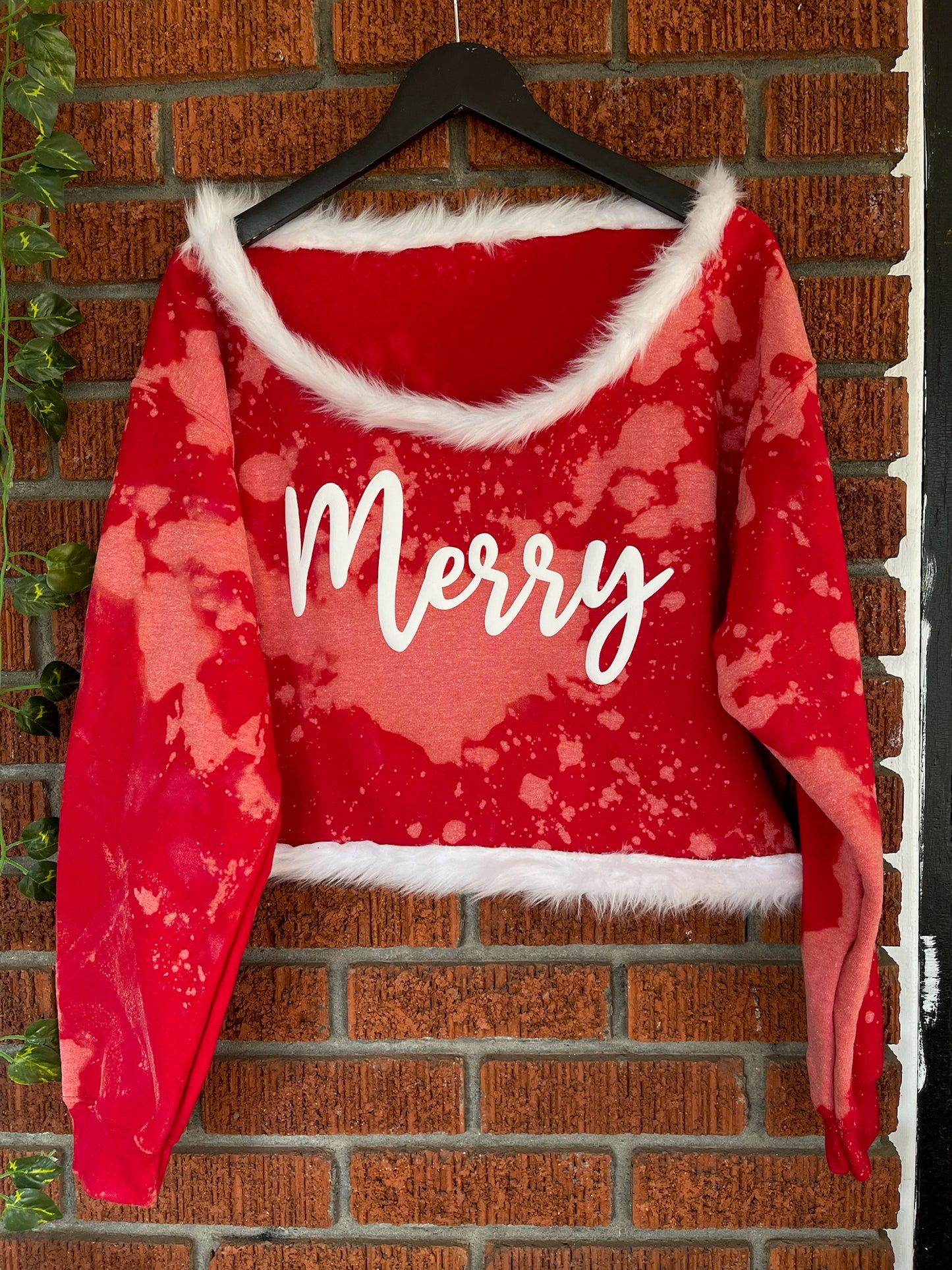 Festive Frost 'Merry' Cropped Holiday Sweatshirt
