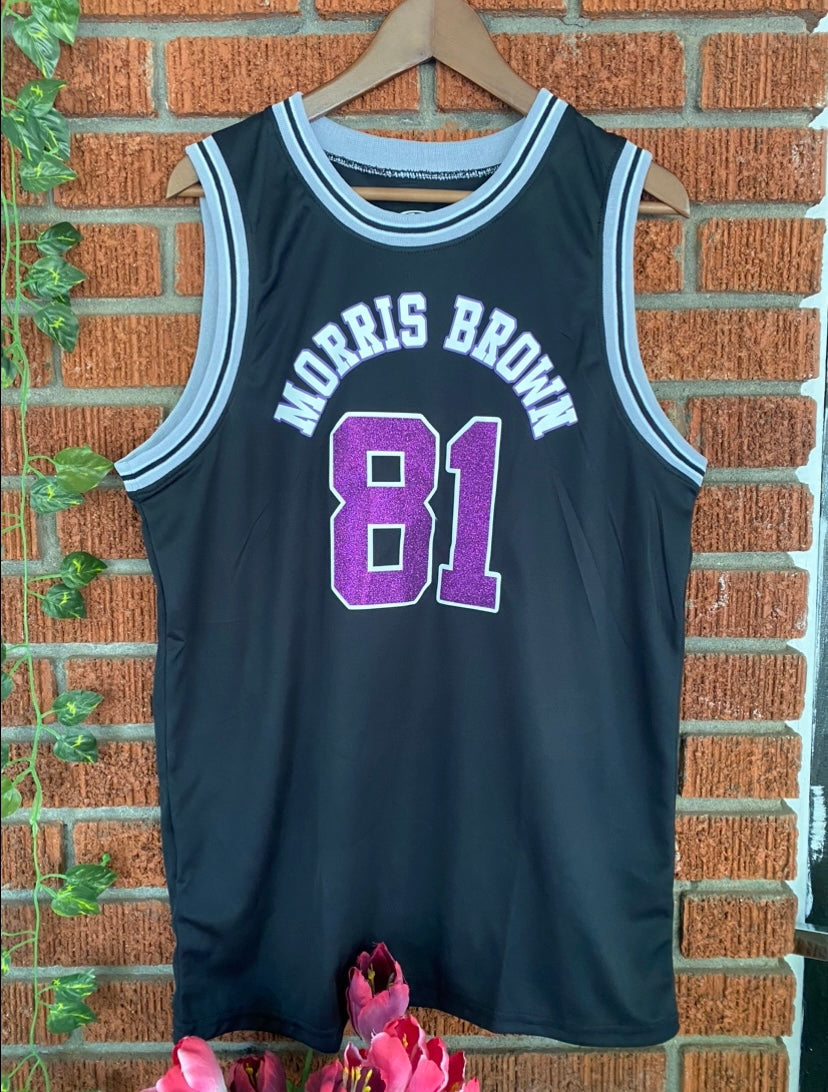 Ladies Bedazzled Handmade "Morris Brown 81 Wolverines 81" Lace or No Lace Jersey Top