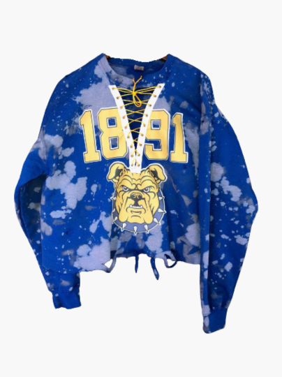 Handmade NCAT 1891 Aggie Bulldog Keep the Collar Lace Up Crew Neck