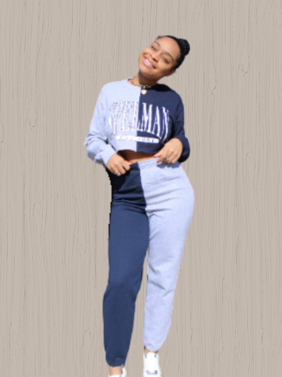 Handmade NCAT Ania/ Spelman Lyneezy Half and Half Drawstring Cuffed Classic Style Sweat Pants