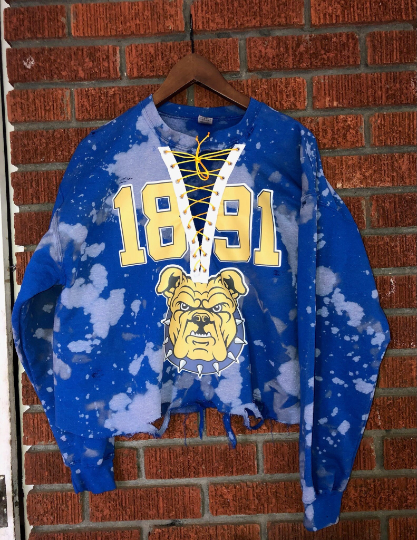 Handmade NCAT 1891 Aggie Bulldog Keep the Collar Lace Up Crew Neck