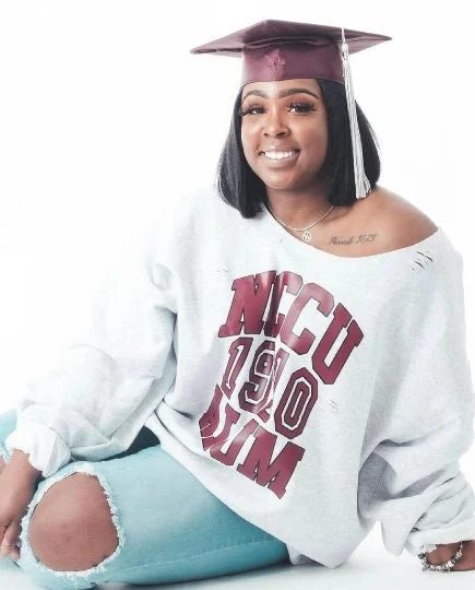 Handmade NCCU 1910 Alum Crew Neck or Off Shoulder Lightweight Sweatshirt