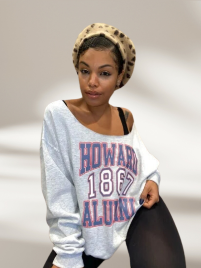 Ninti Handmade Howard 1867 Alumni or Alumna Crew Neck or Off Shoulder Vintage Lightweight Fleece Sweatshirt